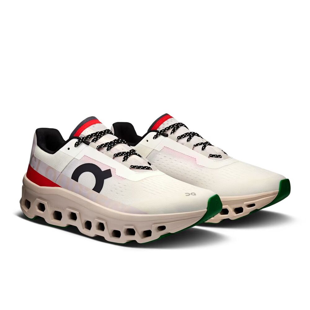 ON CLOUD MEN CLOUDMONSTER ATHLETIC RUNNING SHOES IVORY PEARL NIB 11.5